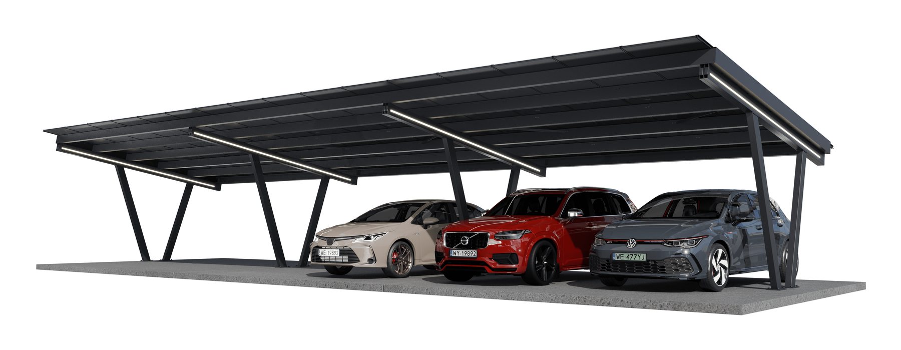 PV-Carport Nexus mit LED-Beleuchtung